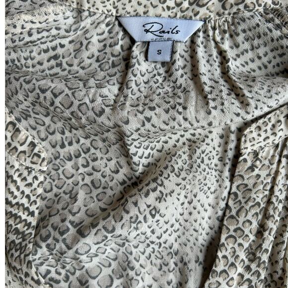 Rails Jasmine Cream Snakeskin Smocked Waist V-neck Mini Dress Size Small - Picture 6 of 8